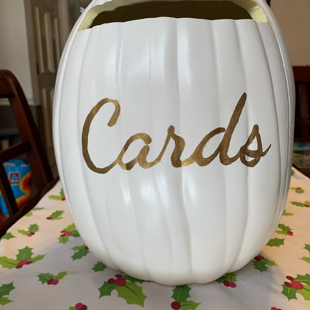 White and Gold Pumpkin Card Box for Autumn Wedding/Special Occasion